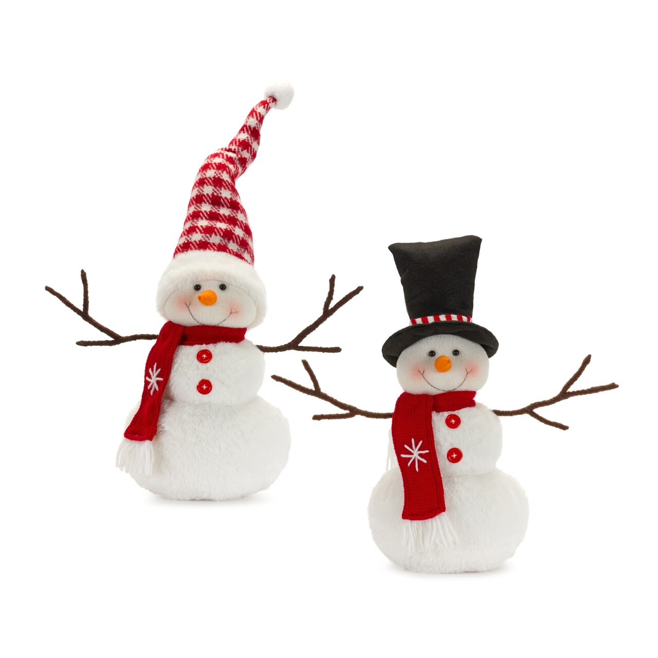 Melrose Set of 4 Snowman Christmas Tabletop Plush Figures 24"